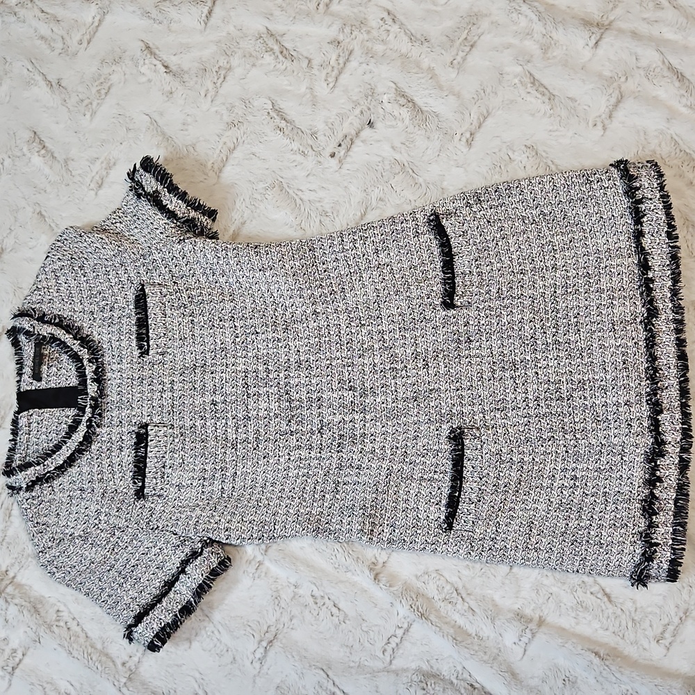 Rachel Zoe Black and White Tweed Sweater Dress